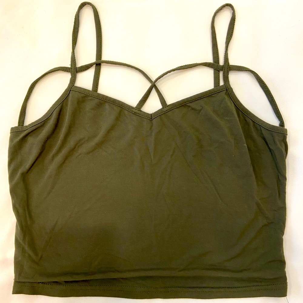 Olive Strappy Crop Top 🫒